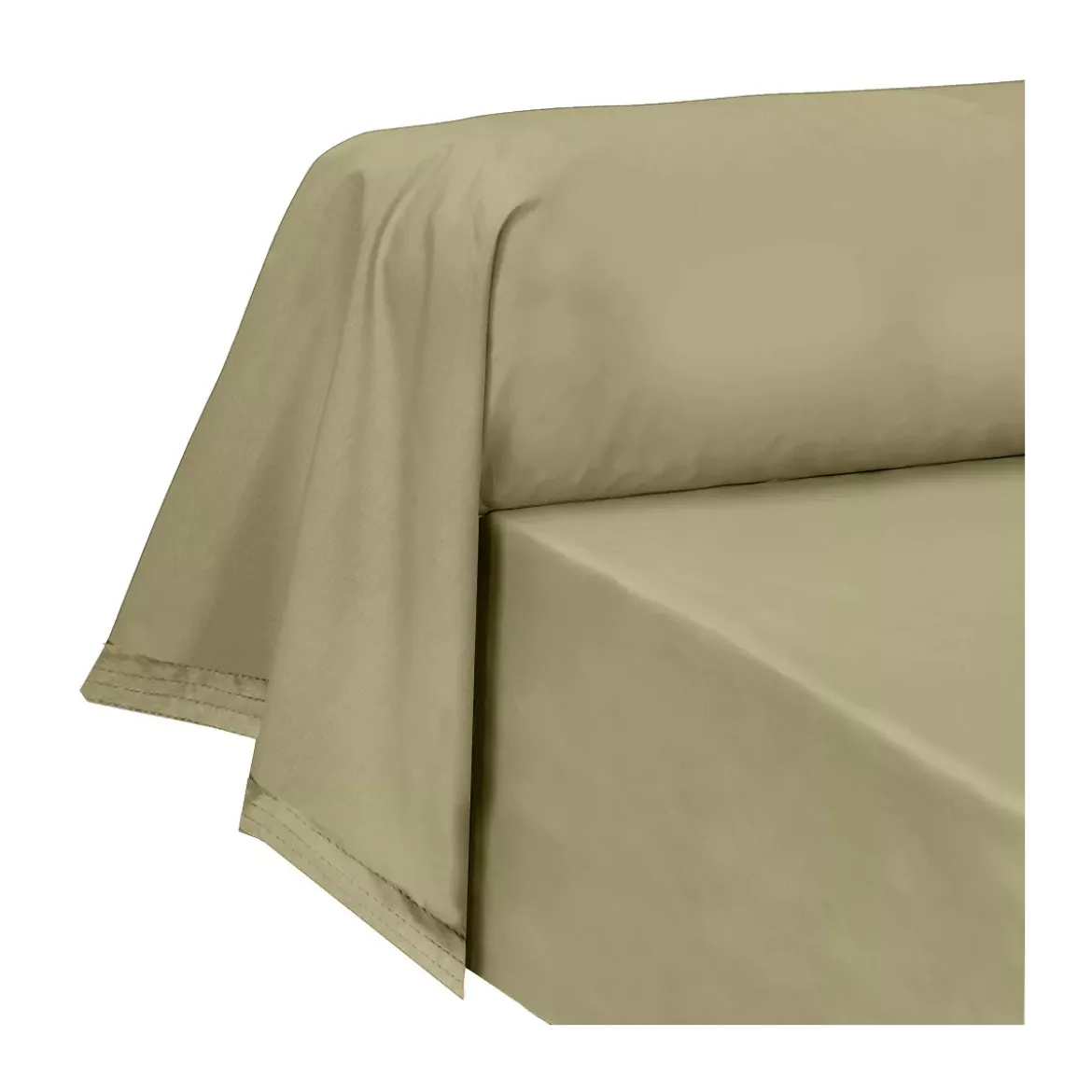Taie de traversin percale de coton uni beige La percale francaise champagne