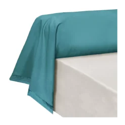 Taie de traversin percale de coton uni vert La percale francaise emeraude