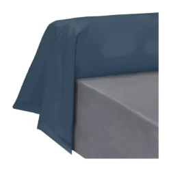 Taie de traversin percale de coton uni bleu La percale francaise ocean