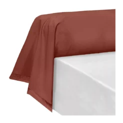 Taie de traversin percale de coton uni orange rouge La percale francaise rouille