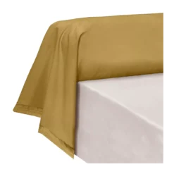 Taie de traversin percale de coton uni jaune La percale francaise safran