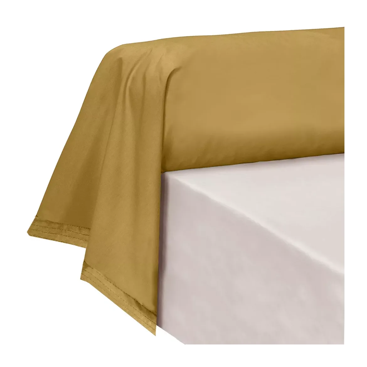Taie de traversin percale de coton uni jaune La percale francaise safran