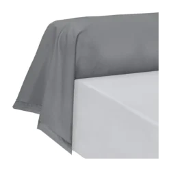 Taie de traversin percale de coton uni anthracite La percale francaise acier
