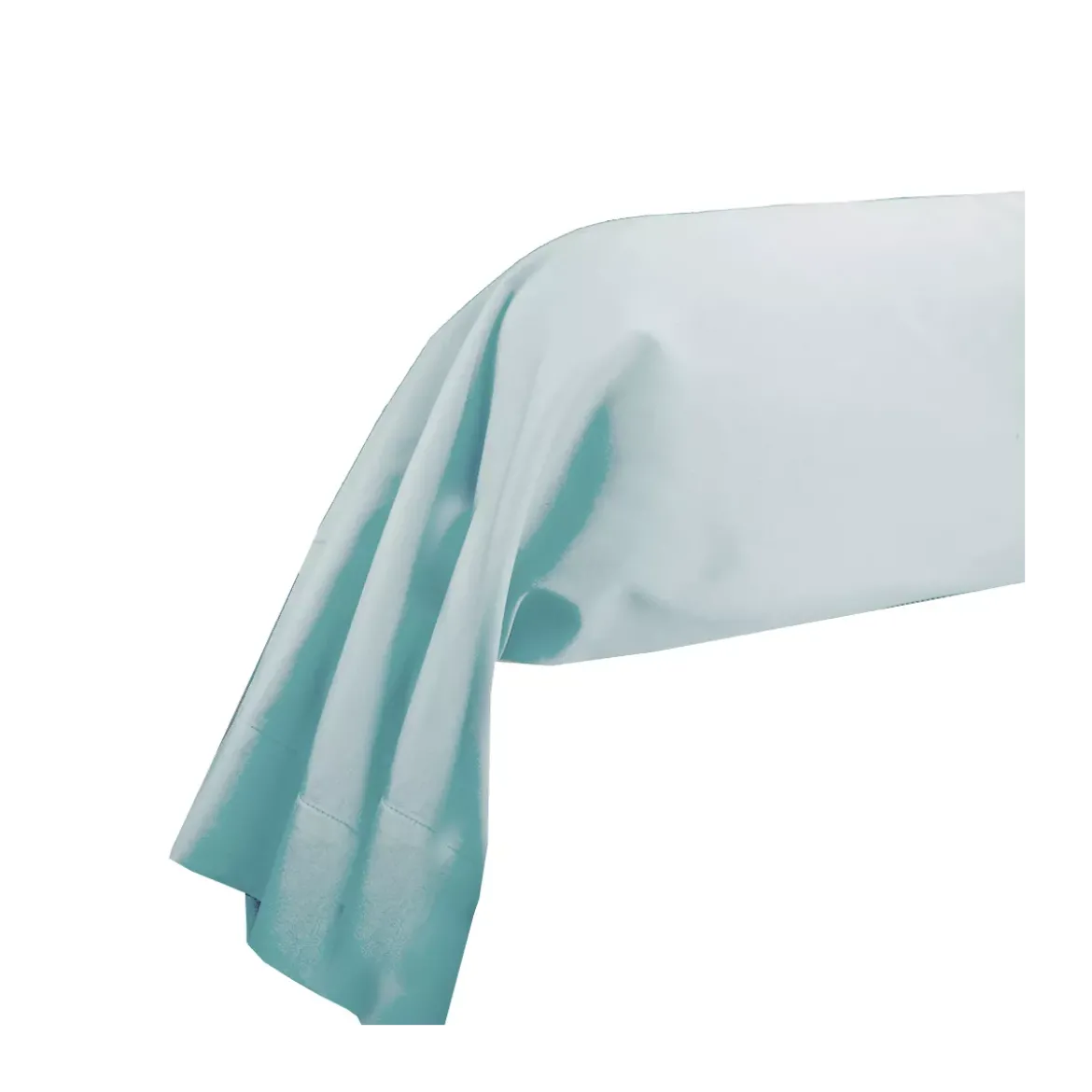 Taie de traversin satin de coton uni bleu Ava uni mint