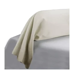Taie de traversin satin de coton uni beige Ava uni lin