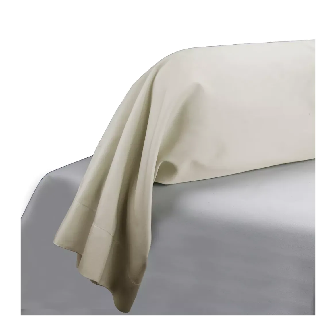 Taie de traversin satin de coton uni beige Ava uni lin
