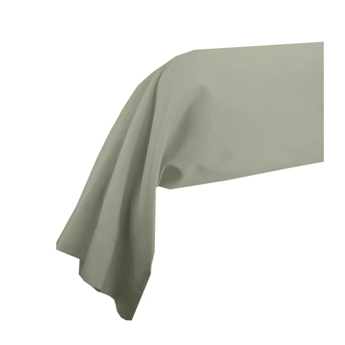 Taie de traversin satin de coton uni vert Ava uni lichen