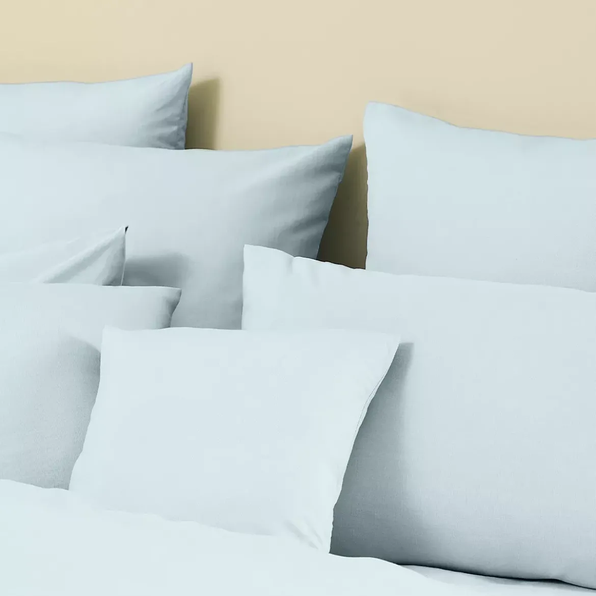 Taie d'oreiller lin & coton 160 g/m² uni bleu Le metis francais aqua
