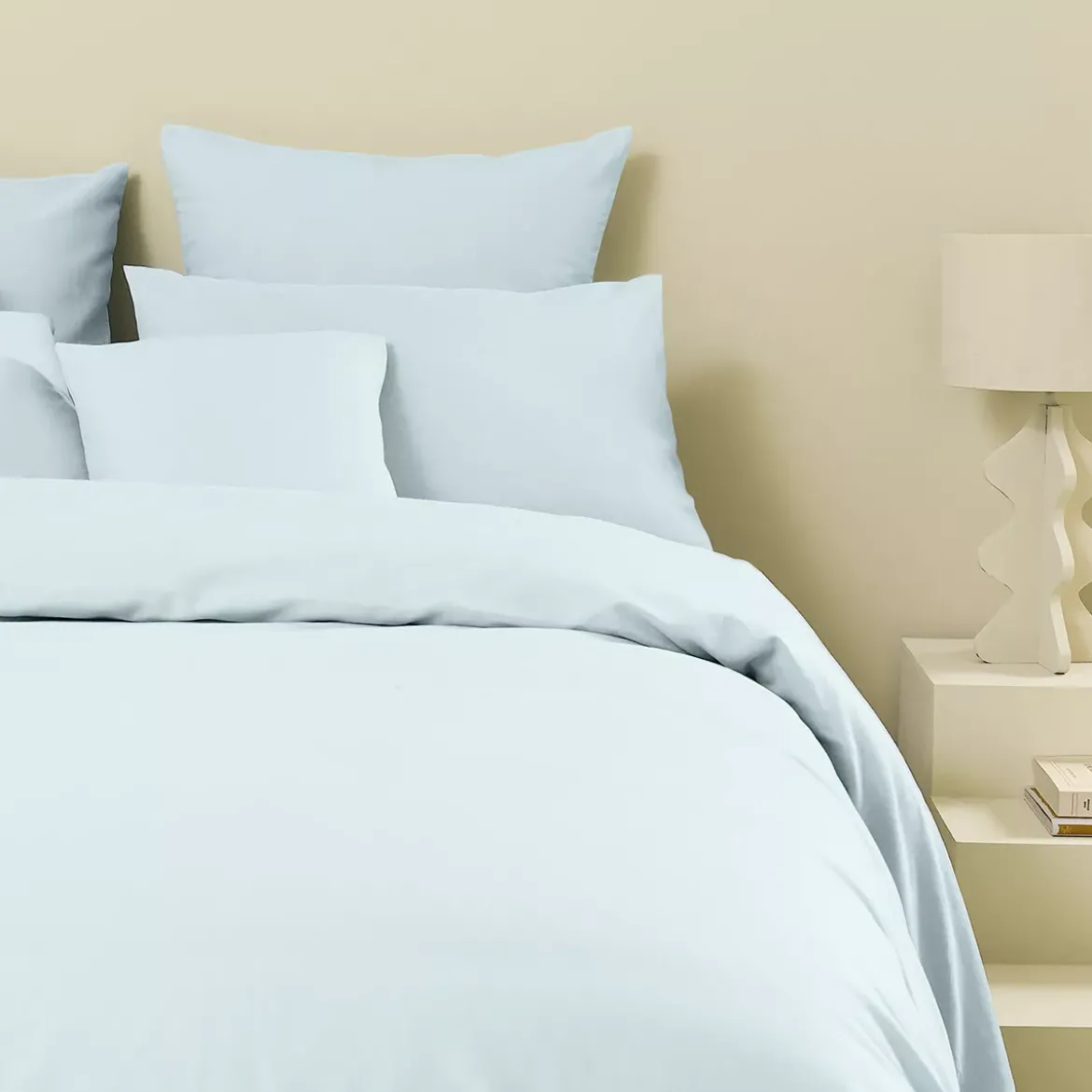 Taie d'oreiller lin & coton 160 g/m² uni bleu Le metis francais aqua