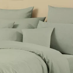 Taie d'oreiller lin & coton 160 g/m² uni vert Le metis francais verde