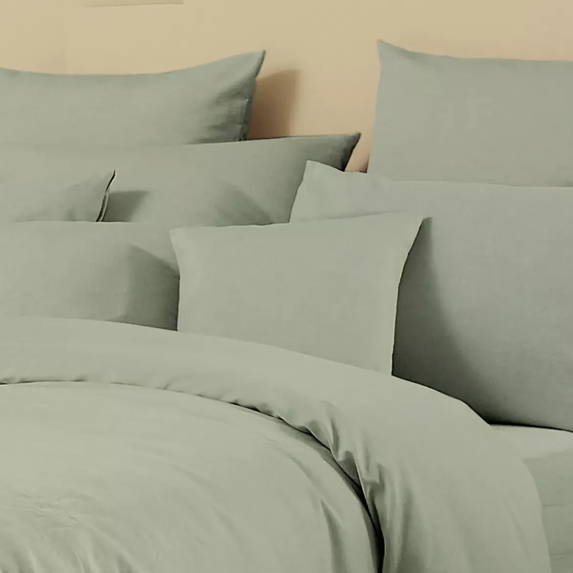 Taie d'oreiller lin & coton 160 g/m² uni vert Le metis francais verde