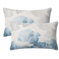 Taie d'oreiller lin & coton lavé 130 g/m² imprimé bleu beige Vagues indigo