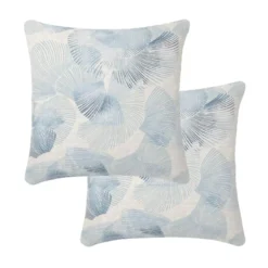 Taie d'oreiller lin & coton lavé 130 g/m² imprimé bleu beige Vagues indigo