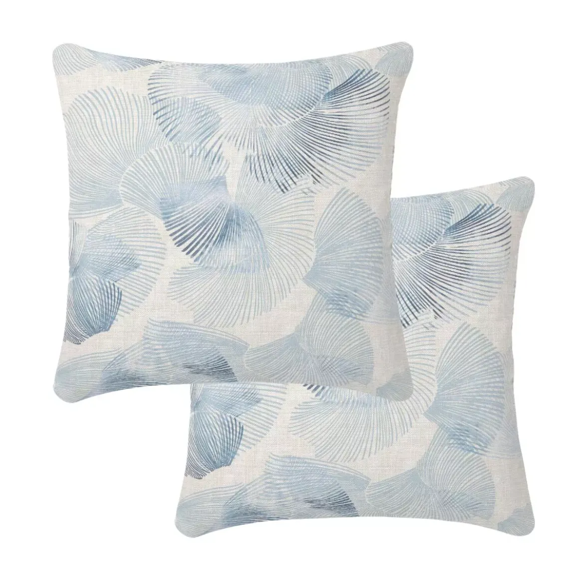 Taie d'oreiller lin & coton lavé 130 g/m² imprimé bleu beige Vagues indigo