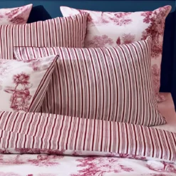 Taie d'oreiller percale de coton 115 g/m² imprimé rouge Poesie rosso