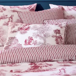 Taie d'oreiller percale de coton 115 g/m² imprimé rouge Poesie rosso
