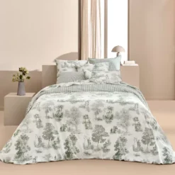 Taie d'oreiller percale de coton 115 g/m² imprimé vert Poesie verde