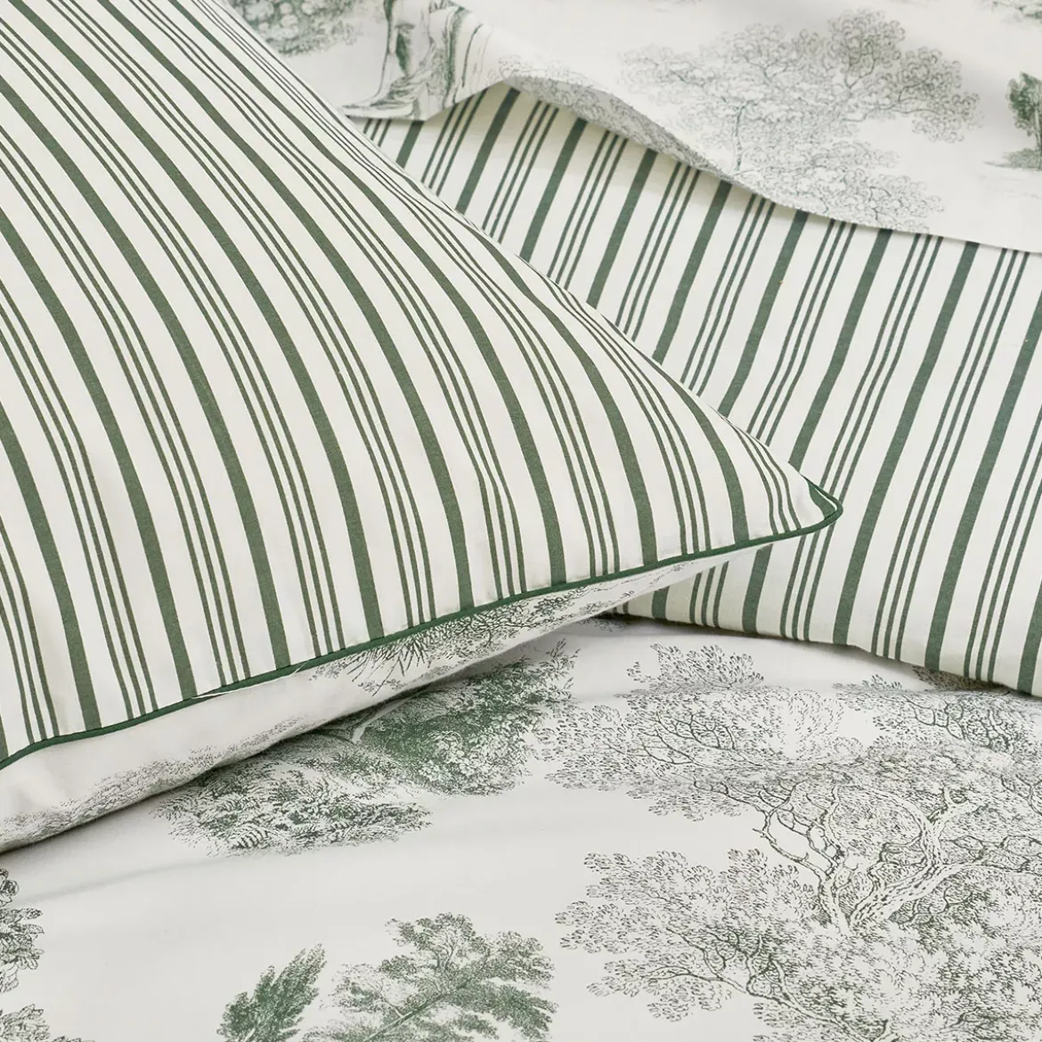 Taie d'oreiller percale de coton 115 g/m² imprimé vert Poesie verde