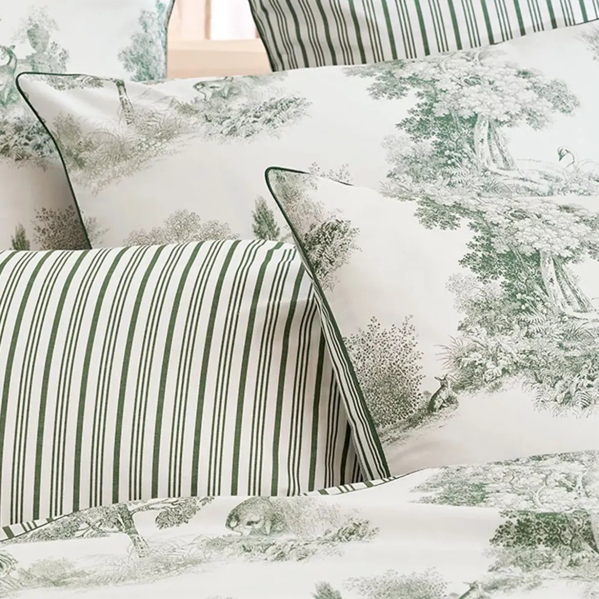 Taie d'oreiller percale de coton 115 g/m² imprimé vert Poesie verde