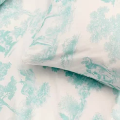 Taie d'oreiller percale de coton 115 g/m² imprimé bleu Poesie aqua