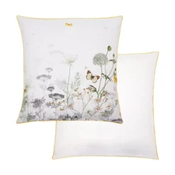 Taie d'oreiller percale de coton lavé imprimé multicolore ecru Escapades magiques naturel