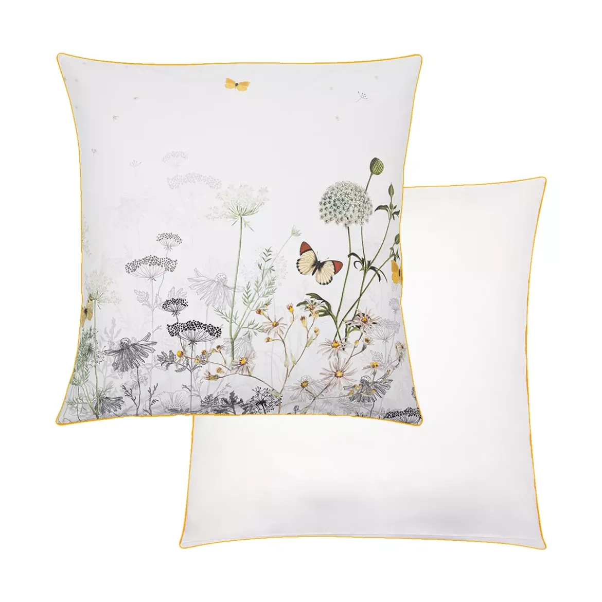 Taie d'oreiller percale de coton lavé imprimé multicolore ecru Escapades magiques naturel