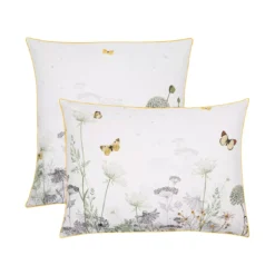 Taie d'oreiller percale de coton lavé imprimé multicolore ecru Escapades magiques naturel