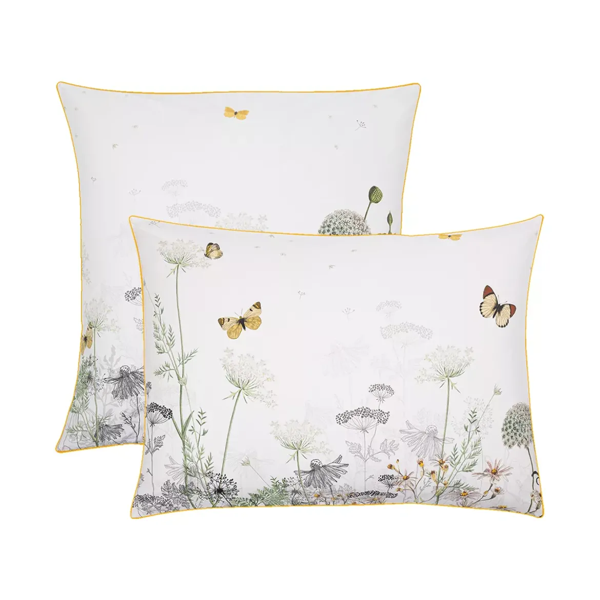 Taie d'oreiller percale de coton lavé imprimé multicolore ecru Escapades magiques naturel