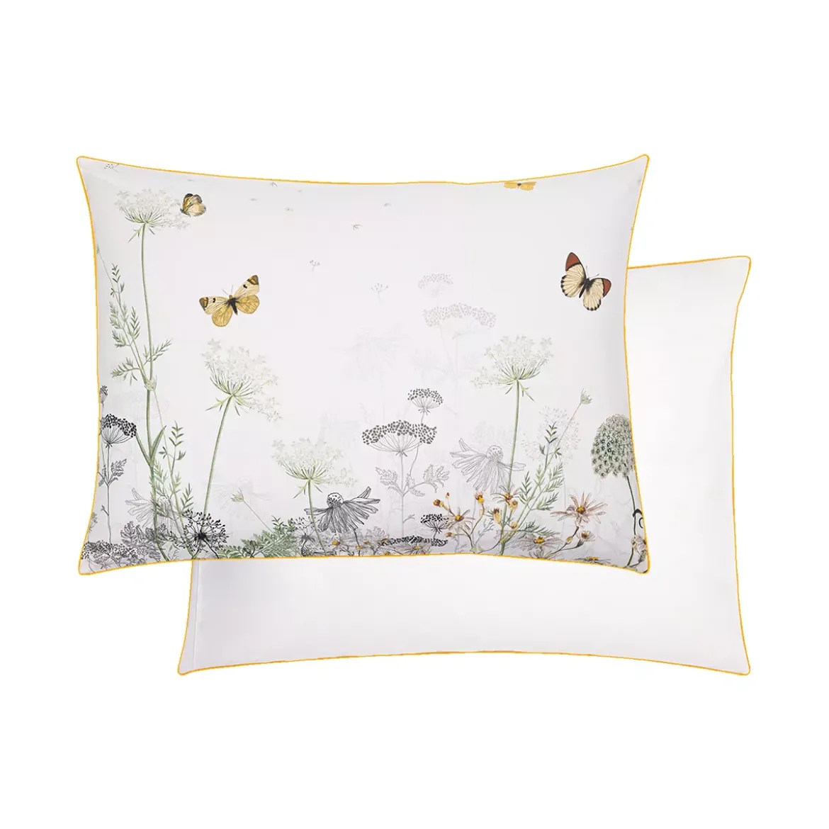Taie d'oreiller percale de coton lavé imprimé multicolore ecru Escapades magiques naturel