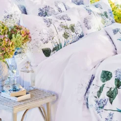 Taie d'oreiller percale de coton imprimé multicolore Maelys bleu