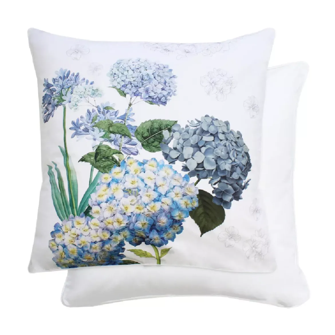 Taie d'oreiller percale de coton imprimé multicolore Maelys bleu