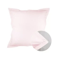 Taie d'oreiller percale de coton uni rose Olana petale