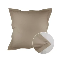 Taie d'oreiller percale de coton uni brun Olana pin