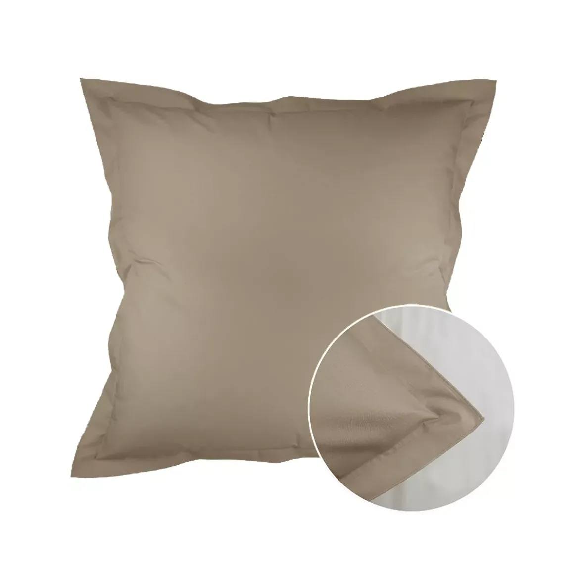 Taie d'oreiller percale de coton uni brun Olana pin
