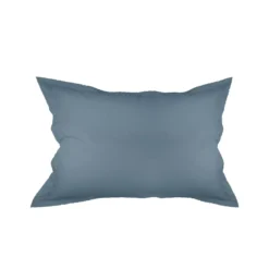 Taie d'oreiller percale de coton uni bleu Olana denim