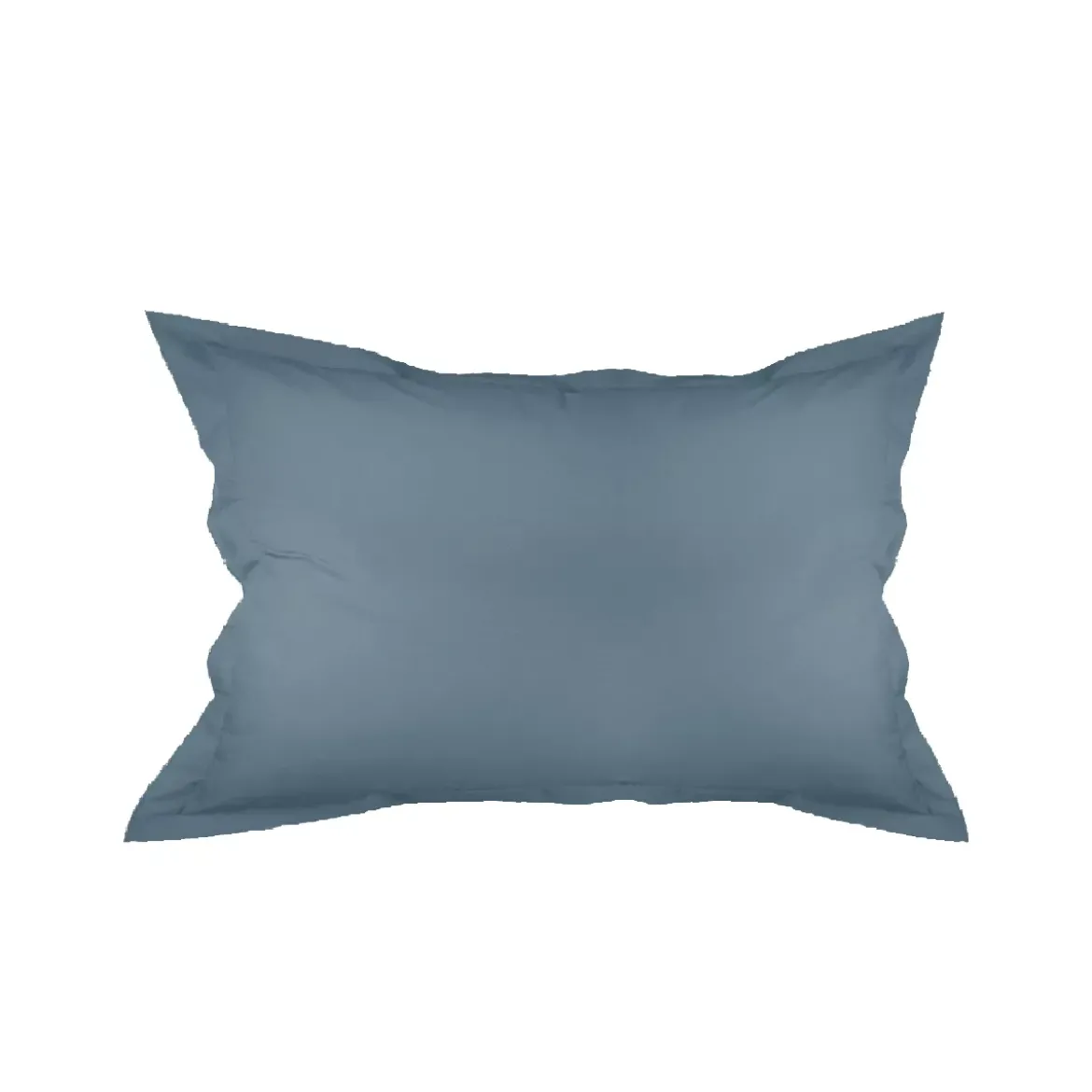 Taie d'oreiller percale de coton uni bleu Olana denim