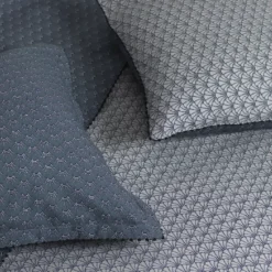 Taie d'oreiller percale de coton imprimé bleu gris Osaka givre
