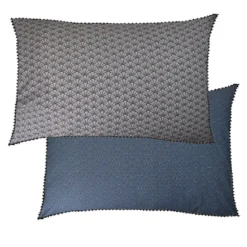 Taie d'oreiller percale de coton imprimé bleu gris Osaka givre