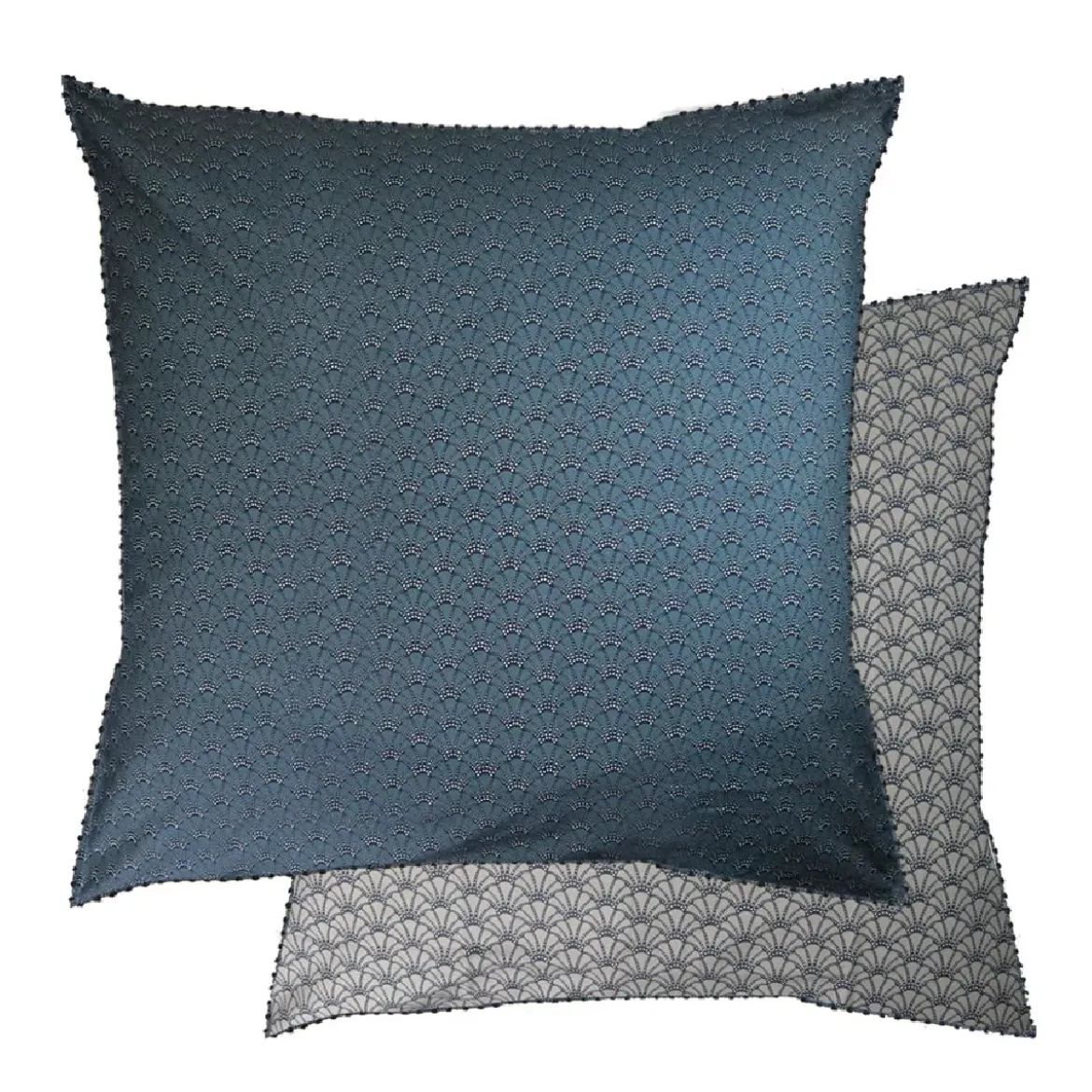 Taie d'oreiller percale de coton imprimé bleu gris Osaka givre
