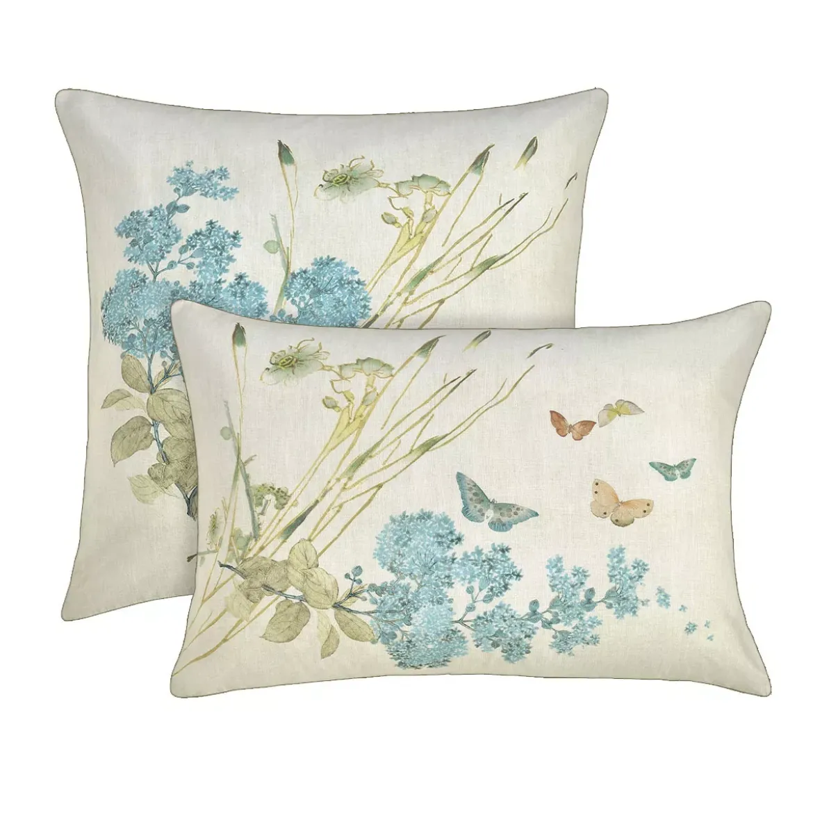Taie d'oreiller pur coton lavé imprimé beige Caprices parchemin