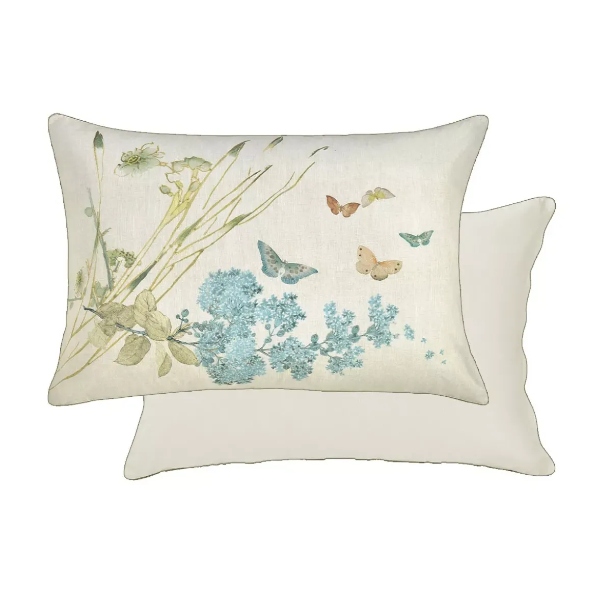 Taie d'oreiller pur coton lavé imprimé beige Caprices parchemin