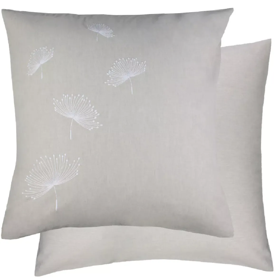 Taie d'oreiller pur coton lavé tissé teint brodé beige Brise d'ete naturel
