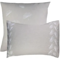 Taie d'oreiller pur coton lavé tissé teint brodé beige Brise d'ete naturel