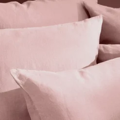 Taie d'oreiller pur lin lavé 165 g/m² uni rose Le lin lave bois de rose