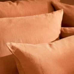 Taie d'oreiller pur lin lavé 165 g/m² uni orange Le lin lave cuivre
