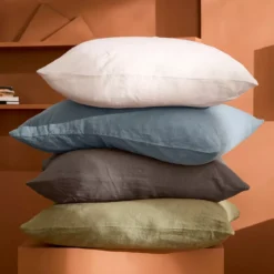 Taie d'oreiller pur lin lavé 165 g/m² uni marron Le lin lave ebene