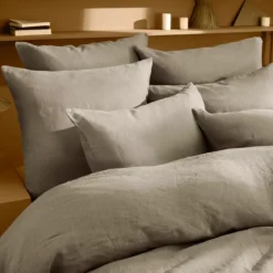 Taie d'oreiller pur lin lavé 165 g/m² uni beige marron Le lin lave taupe