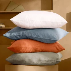 Taie d'oreiller pur lin lavé 165 g/m² uni beige marron Le lin lave taupe