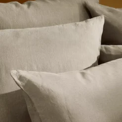 Taie d'oreiller pur lin lavé 165 g/m² uni beige marron Le lin lave taupe