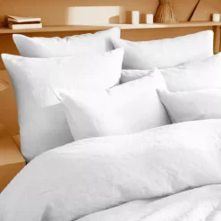 Taie d'oreiller pur lin lavé 165 g/m² uni blanc Le lin lave blanc